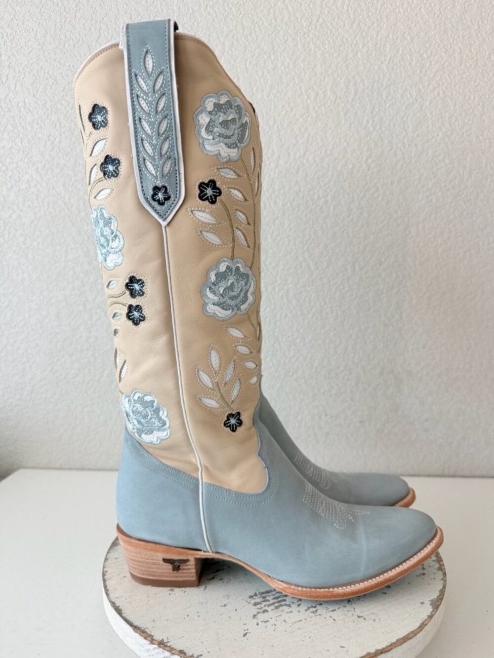 Lane KENZIE Knee High Cowboy Boots Womens 9.5 Blueberry Buttermilk Western Tall - Picture 2 of 12